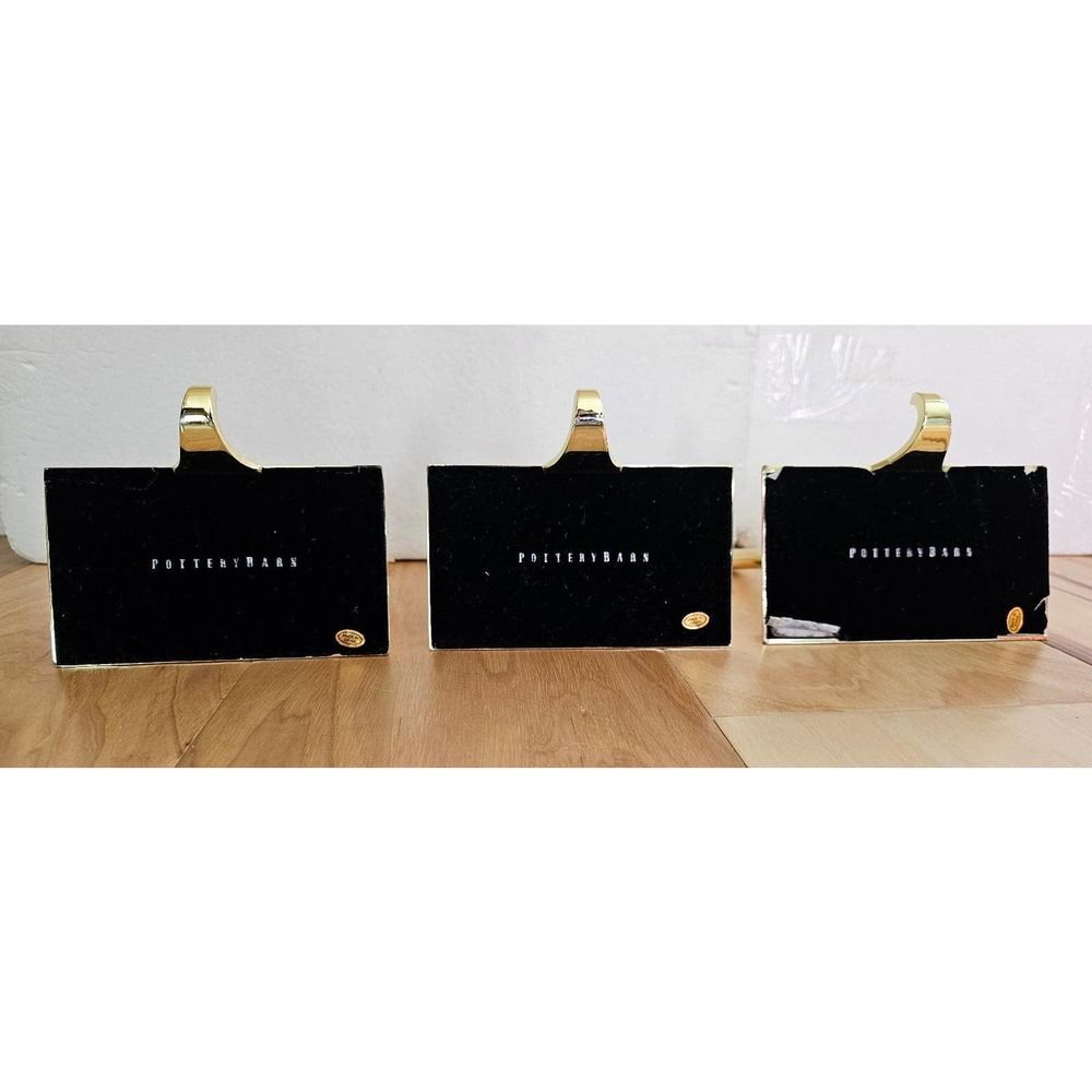 3 Pottery barn Ho Ho Ho Stocking Holders In Original Box Christmas Brass golden - Picture 5 of 5